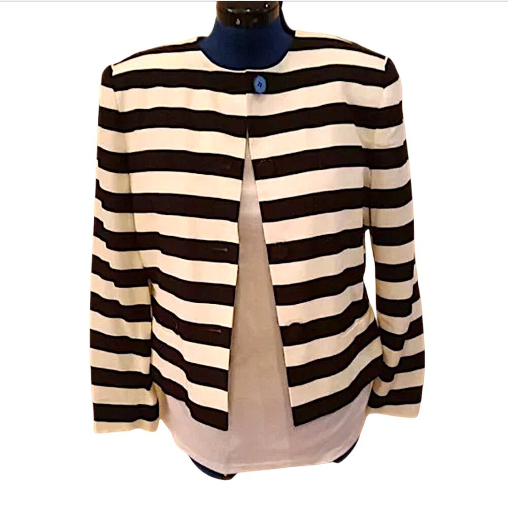 JONES NEW YORK Vintage 80's/90's Black & White Striped Blazer  Probably Unworn